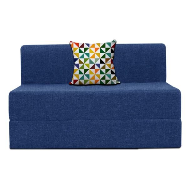 3' X 6' Feet,Single-Seater | Folding Sofa Cum Bed - Perfect for Guests - Jute Fabric Washable Cover - Blue Color