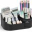 360 Degree Rotating Desk Organizer Makeup Brush Organizers and Pencil Pen Organizers for Desk Desktop Storage Stationery Supplies Cute Pencil Cup Pot for Office School Home (BLACK/)