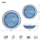 AELS Melamine Dinnerware Set of 18 Pcs Dinner Dishes Set, Lightweight Unbreakable for Indoor and Outdoor Use, BPA Free, Dishwasher Safe, Navy Blue