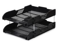 AMIRAL 1 pcs 2 Tier Plastic Document Tray Desk Organizer File Holder Letter Paper Rack Rectangular Desktop File Stand Storage Basket for Office Home Study Table(Multicolor)