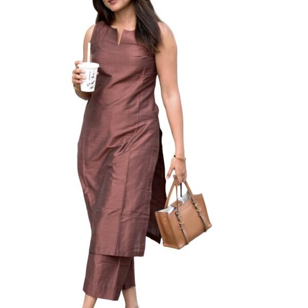 ANNI Designer Women’s Rayon Viscose Straight Solid Kurta with Palazzo Set | Sleeveless Ethnic Wear | Comfortable Two Piece Outfit for Office, Casual & Daily Use