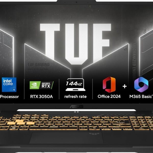 ASUS TUF Gaming F16,Intel Core 5 Processor 210H,14thGen Gaming Laptop(RTX 3050A-4GB/65WTGP/16GB/512GB/FHD+/16"/144Hz/Windows 11/M365 Basic(1Year)*/Office 2024/Mecha Gray/2.20 Kg) FX607VB-RL087WS/76WS
