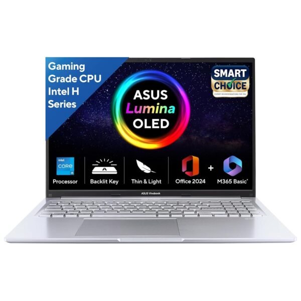 ASUS Vivobook 16, 13th Gen, Intel Core i5-13420H,16GB RAM,512GB SSD,FHD (1920 x 1200) OLED,Win 11,M365 Basic (1Year)*,Backlit Keyboard,Office 2024,Silver,1.88 kg,X1605VA-SH1952WS, Thin & Light Laptop