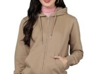 Alan Jones Clothing Women's Solid Zipper Hooded Sweatshirt | Front Zip, Ribbed Hem, Lined Hood, Casual Winter Wear