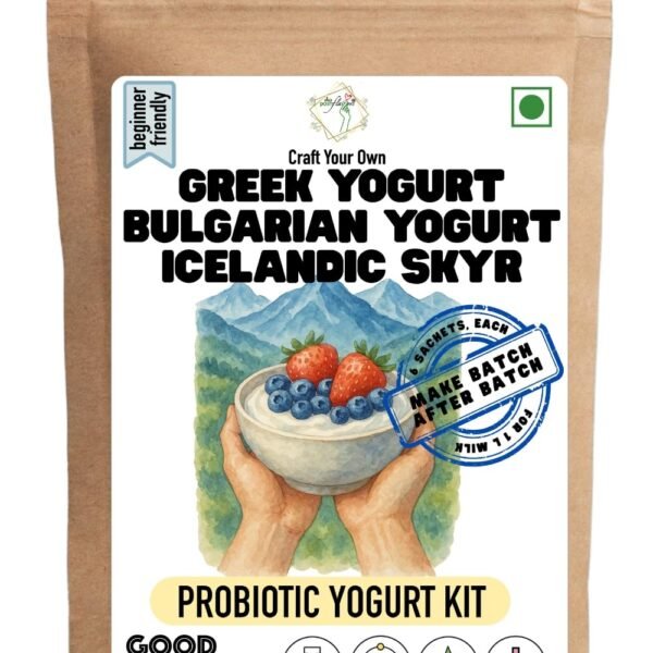 Alla's Posh Flavors Probiotic Yogurt Kit – Make Homemade Greek Yogurt Bulgarian Yogurt Icelandic Skyr, Thick Creamy – 100% Veg Non-GMO Natural Live Cultures | Reusable Starter for Multiple Batches, Make Unlimited Yogurt at Home | Lab Tested Cultures & Rennet