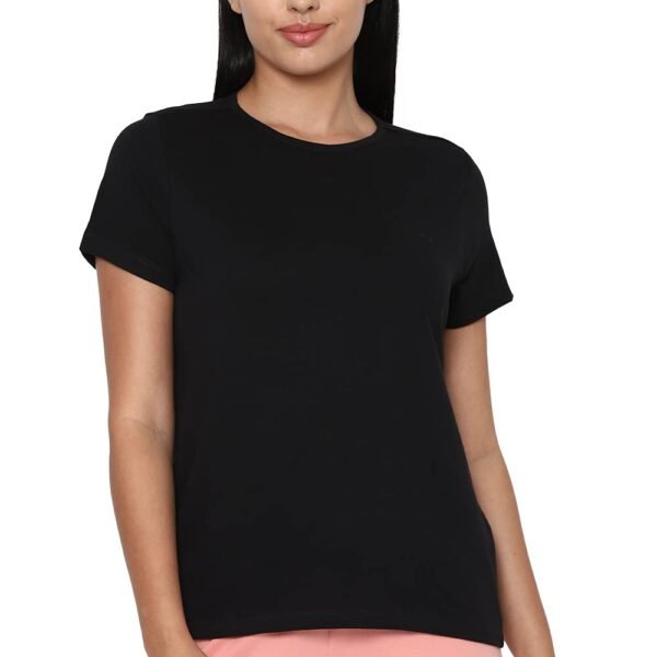 Allen Solly Women’s Solid Round Neck T‑Shirt | Regular Fit | Soft Cotton | Everyday Casual Essential