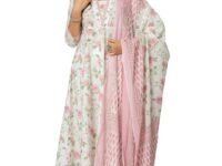 Amayra Women's Cotton Printed Anarkali Kurta with Palazzo Pants and Dupatta