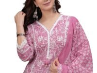 Amayra Women's Pure Cotton Printed Straight Kurta Set with Palazzo Pants & Dupatta- Ethnic Wear