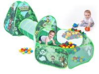 Amazon Brand - Jam & Honey Jungle Animals 3 in 1 Combo Tunnel for Kids | Tunnel, Play Tent House, Ball Pool for Kids 3 to 6 Years | Spacious, Lightweight and Portable | Without Balls | Multi Colour