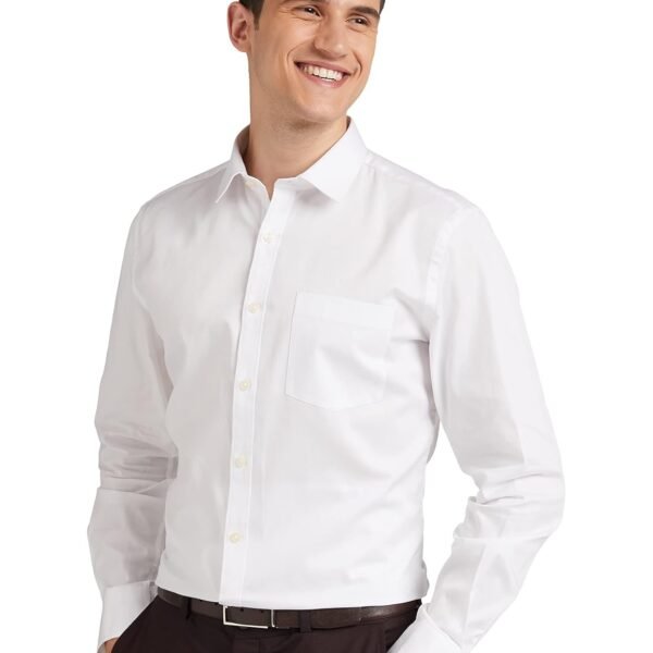 Amazon Brand - Symbol Men's Solid Cotton Slim Fit Formal Shirt | Plain | Full Sleeve