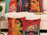 Amazon Brand - Umi Rajasthani Culture Printed Polycotton Cushion Covers | Decorative Square Throw Pillow Cases for Sofa, Living Room & Bedroom | Set of 5 (16 x 16 Inches)