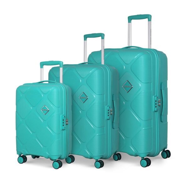American Tourister Instavibe 3Pc Set Trolley Bag for Travel Polypropelene Suitcase with Mounted TSA Lock,Double Wheels,Flexi Packing Straps,and Side Hooks for Men & Women-Mint,82 Cm,Hard,8,Green