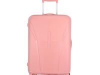 American Tourister Ivy Spinner 68 CM Medium Check-in Polypropylene PP Hardside Luggage with Recessed TSA Lock, Trolley Bag with 4 Spinner Wheels for Smooth Travel for Men & Women - Pale Pink