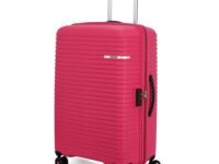 American Tourister Liftoff 67 CM Medium Check-in Polypropylene (PP) Hard 8 Wheels Spinner Luggage/Suitcase/Trolley Bag for Travel (Berry Blast), Pink