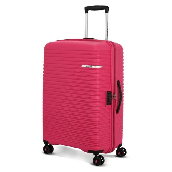 American Tourister Liftoff 67 CM Medium Check-in Polypropylene (PP) Hard 8 Wheels Spinner Luggage/Suitcase/Trolley Bag for Travel (Berry Blast), Pink