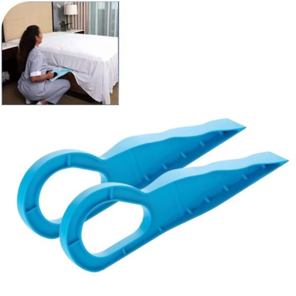 Amiraj Mattress Lifter/Bed Sheet Tucker Tool | 2-in-1 Durable & Ergonomic Bed Making Tool with Wedge Elevator, Relieves Back Pain | Easy to Use for Tucking Sheets/Holding Mattress | Pack of 2, Blue