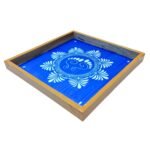 Anciently Lakshmi Padam with Flower Rangoli Stencil Wooden, Rangoli Sacha Wooden, 1 Piece (10x10 Inches)