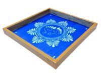 Anciently Lakshmi Padam with Flower Rangoli Stencil Wooden, Rangoli Sacha Wooden, 1 Piece (10x10 Inches)
