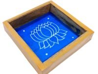 Anciently Lotus Flower Rangoli Stencil Wooden, Rangoli Sacha Wooden, 1 Piece (5x5 Inches)