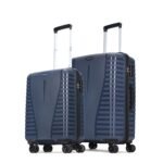 Aristocrat 2 Pc Polypropylene Airpro Set Cabin 55Cm(Small), 66Cm(Medium) 8 Wheels Spinner Trolley Bags for Travel Hard Case Luggage,Lightweight Bag with Combination Lock&3 Years Warranty (Blue),67 Cm