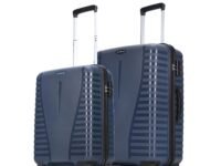 Aristocrat 2 Pc Polypropylene Airpro Set Cabin 55Cm(Small), 66Cm(Medium) 8 Wheels Spinner Trolley Bags for Travel Hard Case Luggage,Lightweight Bag with Combination Lock&3 Years Warranty (Blue),67 Cm