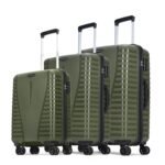 Aristocrat 3 Pc Airpro Set Cabin 55cm(Small) Check-in 66cm(Medium) Check-in 75cm(Large) 8 Wheels Spinner Trolley Bags, Hard Case Luggage, Lightweight Bag & Combination Lock|3 Years Warranty (Green)