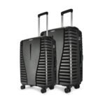 Aristocrat Air Pro Set of 2 Hard Luggage (66cm and 76cm) | Medium and Large Check-in Luggage | Lightweight Luggage with Strong Wheels, Secured Combination Lock | Jet Black | Unisex | 3-Year Warranty