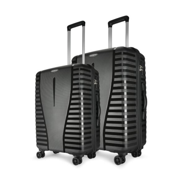Aristocrat Air Pro Set of 2 Hard Luggage (66cm and 76cm) | Medium and Large Check-in Luggage | Lightweight Luggage with Strong Wheels, Secured Combination Lock | Jet Black | Unisex | 3-Year Warranty