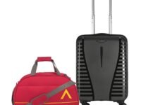 Aristocrat Polycarbonate AIRPRO Hard Shell Spinner Suitcase 55 JBK + Cadet DF 62 RED, 55 Cm