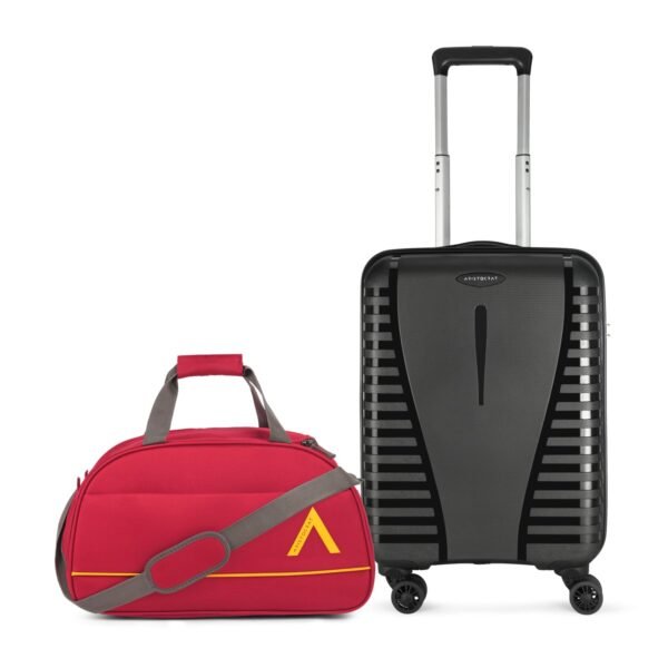 Aristocrat Polycarbonate AIRPRO Hard Shell Spinner Suitcase 55 JBK + Cadet DF 62 RED, 55 Cm