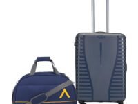 Aristocrat Polycarbonate Hard Shell Spinner Suitcase AIRPRO 66 CR.Teal+Cadet DF 62 Navy Blue, Small, 66 Cm