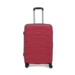 Aristocrat Porto 65 Cms Medium Check-in Polypropylene Harsided 8 Spinner Wheels Soft Luggage/Suitcase/Trolley Bag - Maroon