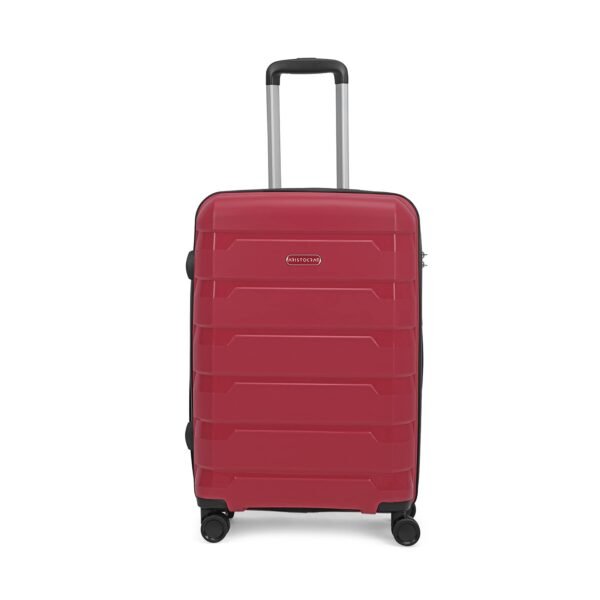 Aristocrat Porto 65 Cms Medium Check-in Polypropylene Harsided 8 Spinner Wheels Soft Luggage/Suitcase/Trolley Bag - Maroon