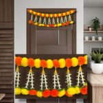Artificial Marigold Bandanwar with Tuberose & Bell, Yellow & Orange, 40 Inch, Bandanwar for Entrance, Home, Temple & Festive Decor & Housewarming Gifts (B0102)