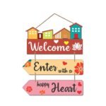 Artvibes Welcome Home Quote Wooden Wall Hanger for Gateway | Quotes Decor Item | Door Quotes Hanging | Wall Poster | Wall Art Print | Gift Items for Home Decor | Wall Accent (WH_5805N) | Modern Decor