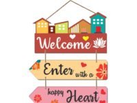 Artvibes Welcome Home Quote Wooden Wall Hanger for Gateway | Quotes Decor Item | Door Quotes Hanging | Wall Poster | Wall Art Print | Gift Items for Home Decor | Wall Accent (WH_5805N) | Modern Decor