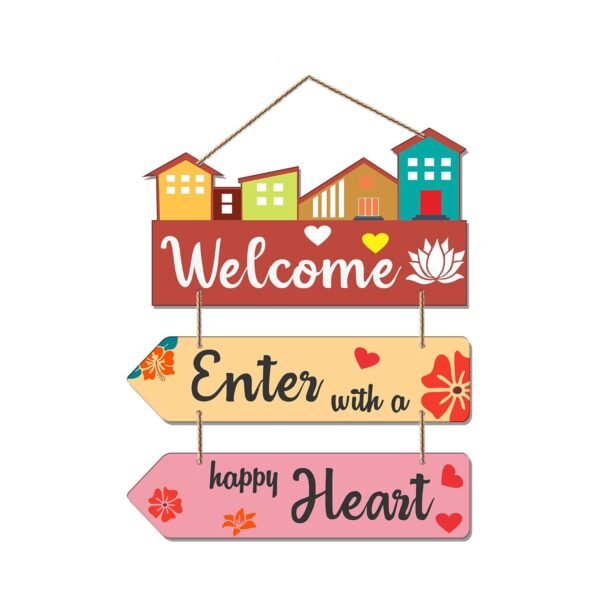 Artvibes Welcome Home Quote Wooden Wall Hanger for Gateway | Quotes Decor Item | Door Quotes Hanging | Wall Poster | Wall Art Print | Gift Items for Home Decor | Wall Accent (WH_5805N) | Modern Decor
