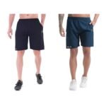 BLUE STAR SHARK Athletic Sports Shorts for Men with Zip Pockets and Elastic Waistband Quick Dry Lightweight Activewear Combo - Pack of 2