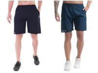 BLUE STAR SHARK Athletic Sports Shorts for Men with Zip Pockets and Elastic Waistband Quick Dry Lightweight Activewear Combo - Pack of 2