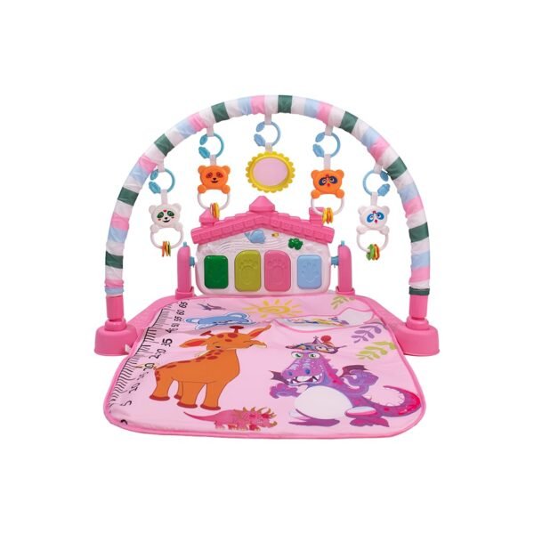 BUMTUM Baby Piano Gym Pink Hut | Play Mat for Gym & Fitness Rack with Hanging Rattles Keyboard Set with Music Mode.