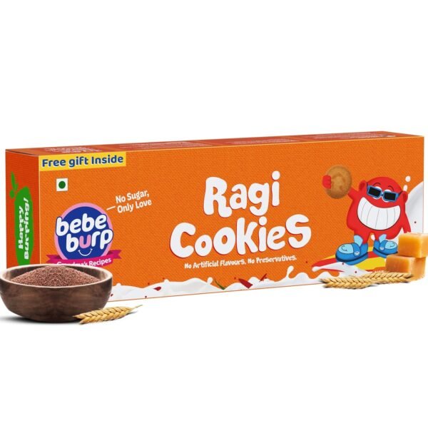 Bebe Burp - Ragi Cookies -Tasty & Healthy Cookies For Childrens | No Artificial Preservatives & Flavours | Natural Sweetness Of Jaggery Biscuits | 150gm'