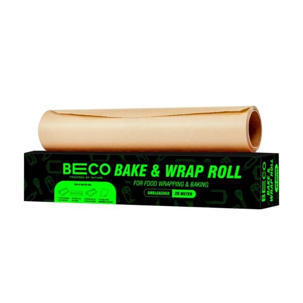 Beco Eco-Friendly Baking & Wrapping Paper, 11 inch x 20 Meter Roll, Pack of 1, 100% Bamboo Pulp & Chemical Free Parchment & Cooking Paper