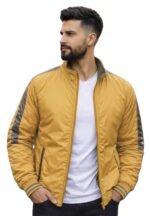 Ben Martin Men’s Stylish Reversible Bomber Jacket || Mustard & Olive Jacket For Men || Lightweight Nylon Winter Jacket with Ribbed Cuffs || Casual & Smart Winter Wear || Double Sided Winter Jackets.