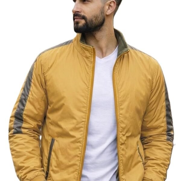 Ben Martin Men’s Stylish Reversible Bomber Jacket || Mustard & Olive Jacket For Men || Lightweight Nylon Winter Jacket with Ribbed Cuffs || Casual & Smart Winter Wear || Double Sided Winter Jackets.