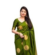 C J Enterprise Women's Pure Soft Silk Saree With Blouse Piece For Wedding