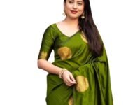 C J Enterprise Women's Pure Soft Silk Saree With Blouse Piece For Wedding
