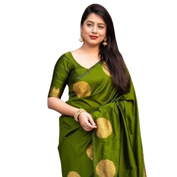 C J Enterprise Women's Pure Soft Silk Saree With Blouse Piece For Wedding