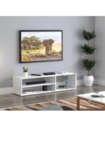 CASPIAN Wooden TV Entertainment Unit (White) | Engineered Wood 32 Inches TV Stand/Panel for Bedroom & Living Room with Storage | Media Console Table with Open Shelves for Set Top Box & Decor