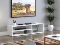 CASPIAN Wooden TV Entertainment Unit (White) | Engineered Wood 32 Inches TV Stand/Panel for Bedroom & Living Room with Storage | Media Console Table with Open Shelves for Set Top Box & Decor