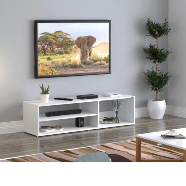 CASPIAN Wooden TV Entertainment Unit (White) | Engineered Wood 32 Inches TV Stand/Panel for Bedroom & Living Room with Storage | Media Console Table with Open Shelves for Set Top Box & Decor